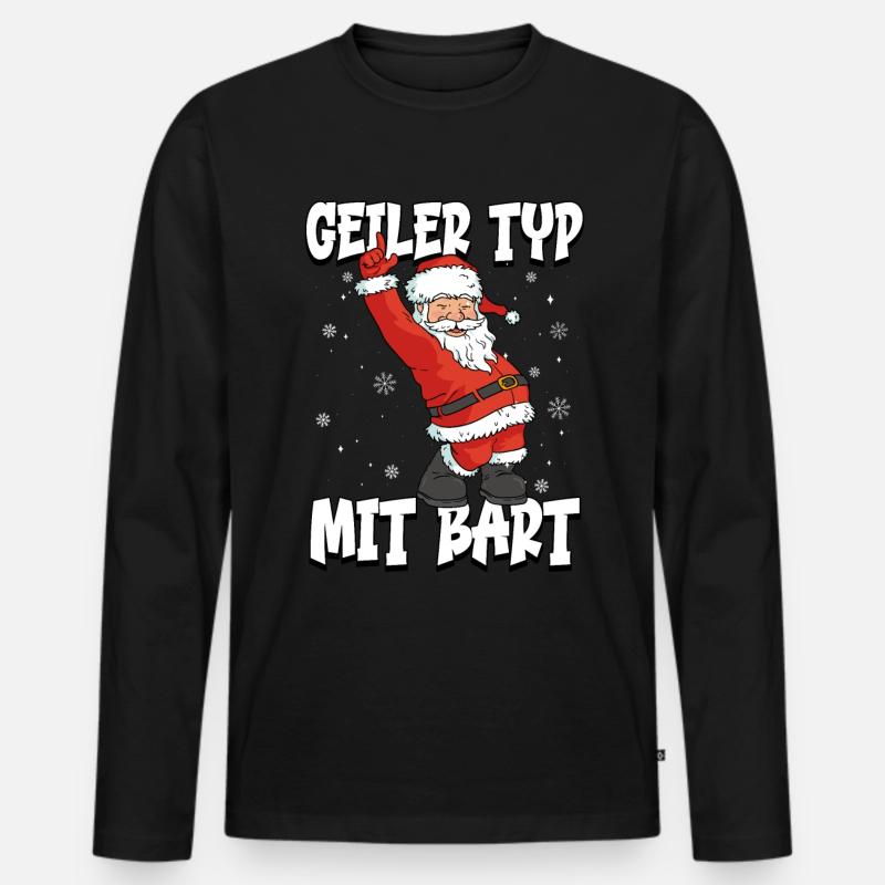 Bart Weihnachten - Männer Premium Bio Langarmshirt - Schwarz