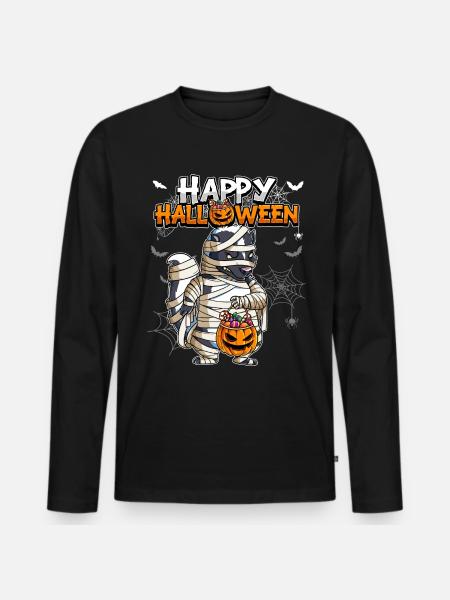 Halloween Skunk Mummy - Men's Premium Organic Long Sleeve Shirt - black