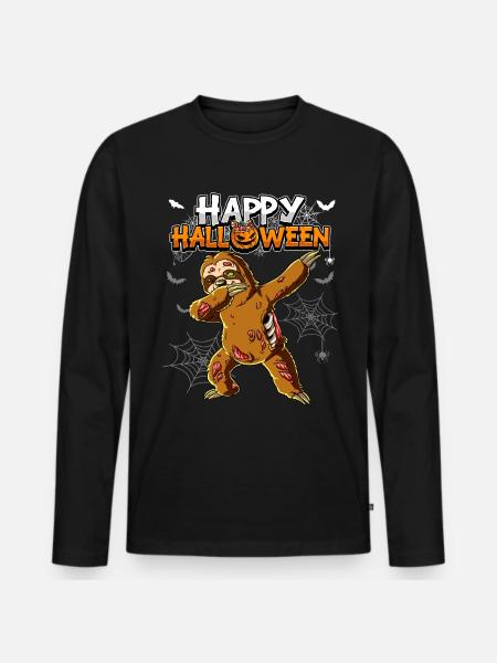 Halloween Sloth Zombie - Men's Premium Organic Long Sleeve Shirt - black