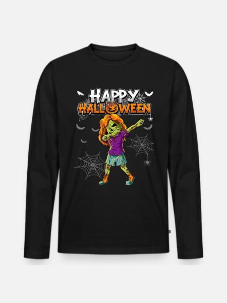Halloween Mädchen Zombie - Männer Premium Bio Langarmshirt - Schwarz
