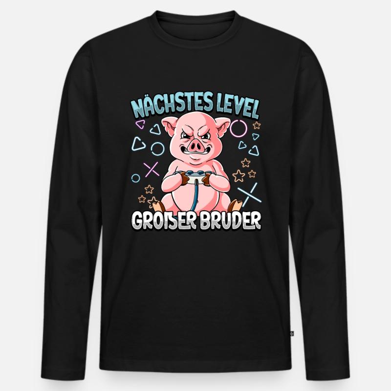 Nächstes Level Großer Bruder - Männer Premium Bio Langarmshirt - Schwarz