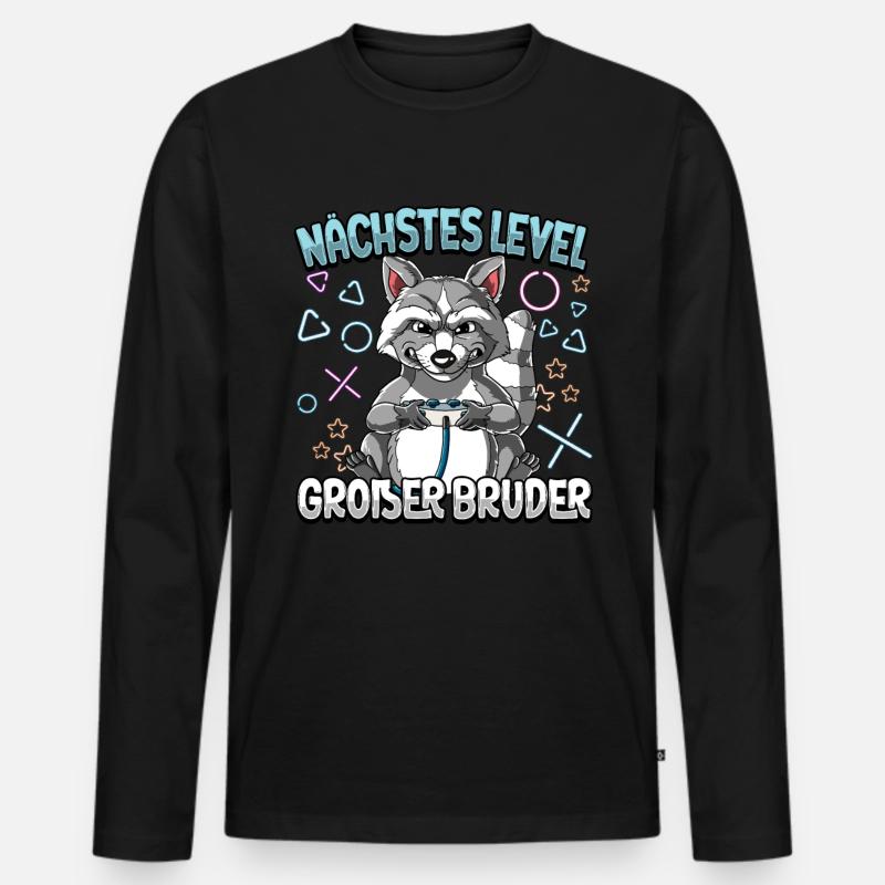 Nächstes Level Großer Bruder - Männer Premium Bio Langarmshirt - Schwarz
