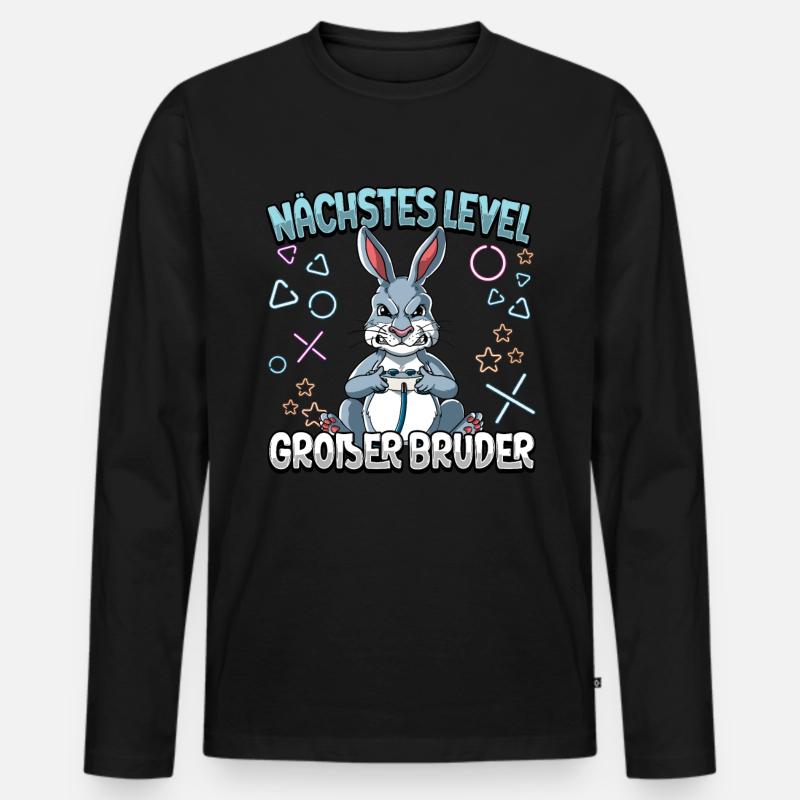 Nächstes Level Großer Bruder - Männer Premium Bio Langarmshirt - Schwarz