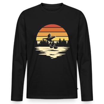 Eenden - Mannen Premium Bio shirt met lange mouwen - zwart - Voor - Nico (187cm)