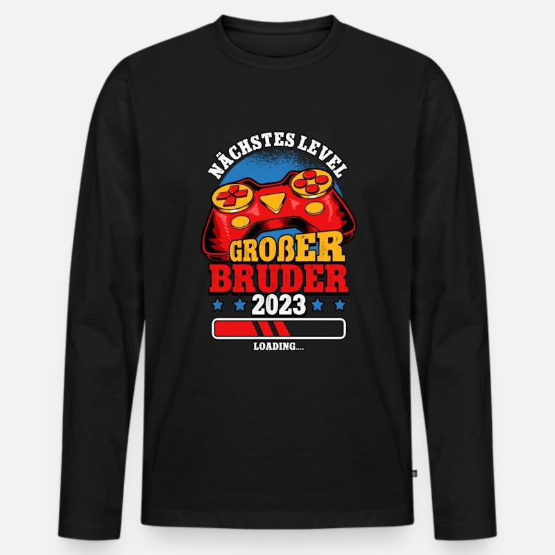 Nächstes Level Großer Bruder 2023 - Männer Premium Bio Langarmshirt - Schwarz