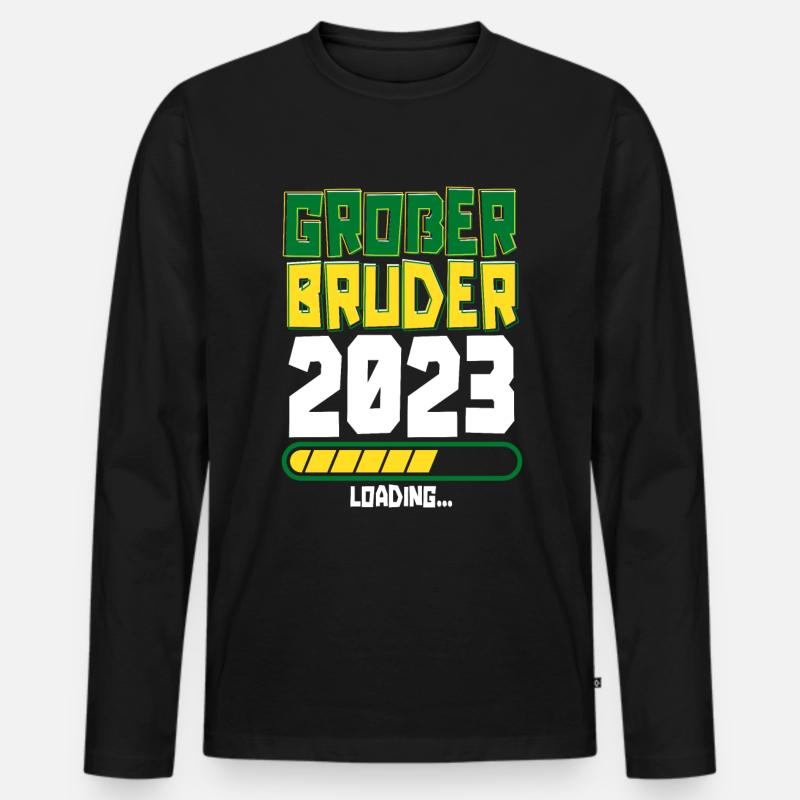 Großer Bruder Loading 2023 - Männer Premium Bio Langarmshirt - Schwarz