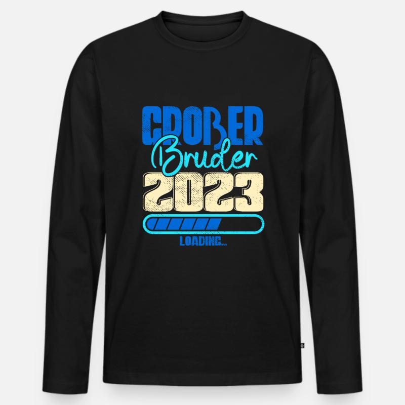 Großer Bruder Loading 2023 - Männer Premium Bio Langarmshirt - Schwarz