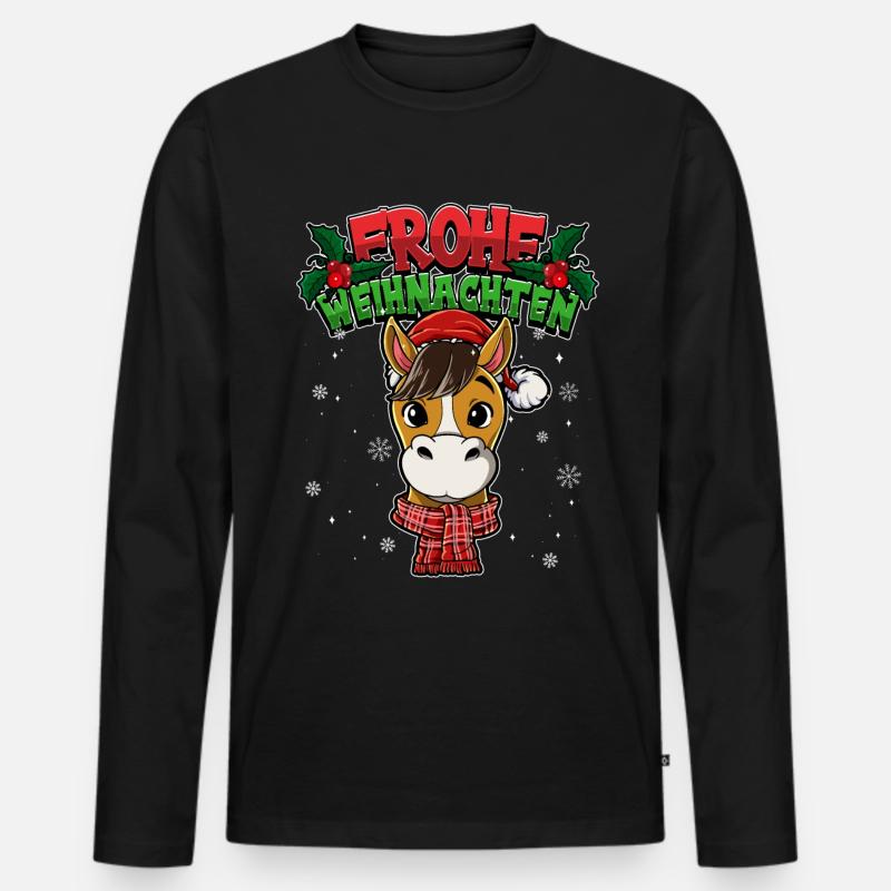 Frohe Weihnachten - Männer Premium Bio Langarmshirt - Schwarz
