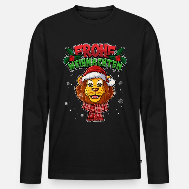 Frohe Weihnachten - Männer Premium Bio Langarmshirt - Schwarz
