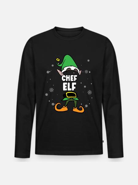Chef Elf Partnerlook Weihnachten - Männer Premium Bio Langarmshirt - Schwarz