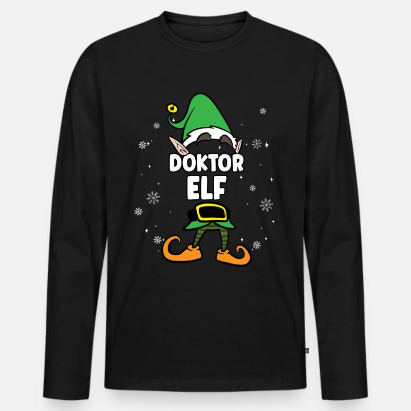 Doktor Elf Partnerlook Weihnachten - Männer Premium Bio Langarmshirt - Schwarz