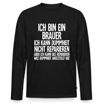 Brauer - Männer Premium Bio Langarmshirt - Schwarz - Vorne - Nico (187cm)
