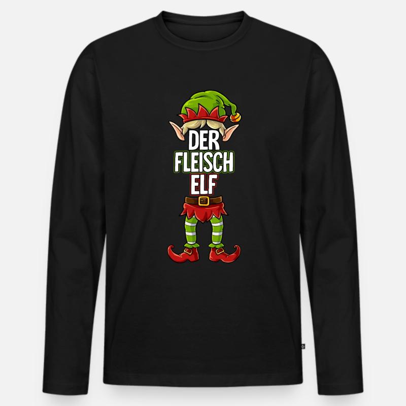 Fleisch Elf Partnerlook Weihnachten - Männer Premium Bio Langarmshirt - Schwarz
