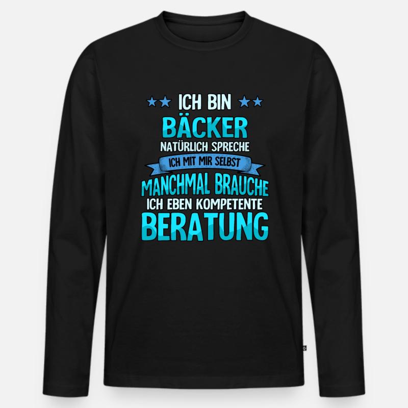 Bäcker - Männer Premium Bio Langarmshirt - Schwarz