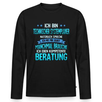 Technischer Systemplaner - Männer Premium Bio Langarmshirt - Schwarz - Vorne - Nico (187cm)