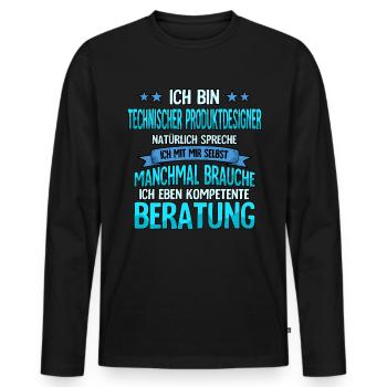 Technischer Produktdesigner - Männer Premium Bio Langarmshirt - Schwarz - Vorne - Nico (187cm)