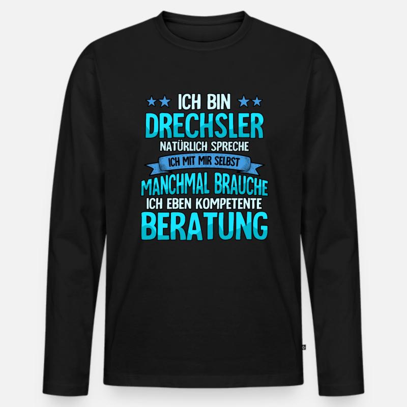Drechsler - Männer Premium Bio Langarmshirt - Schwarz