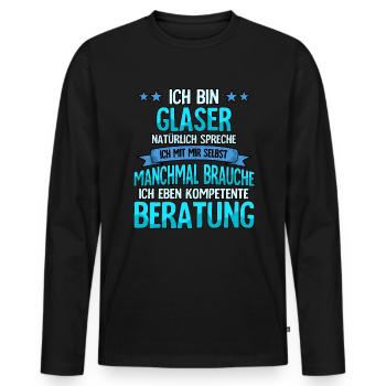 Glaser - Männer Premium Bio Langarmshirt - Schwarz - Vorne - Nico (187cm)