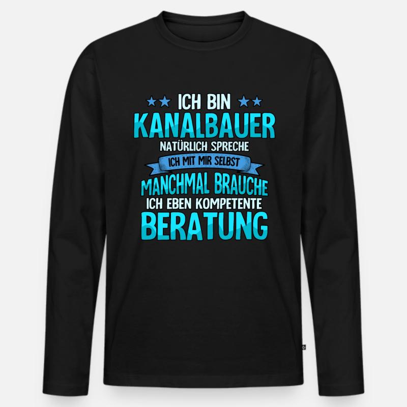 Kanalbauer - Männer Premium Bio Langarmshirt - Schwarz