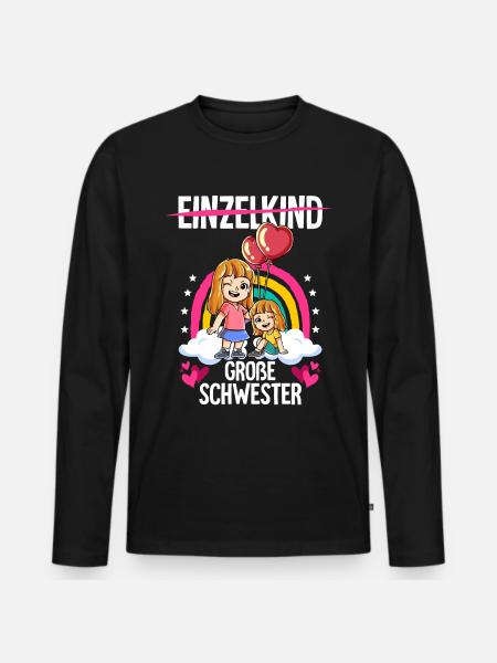 Ich werde Große Schwester Mädchen - Männer Premium Bio Langarmshirt - Schwarz