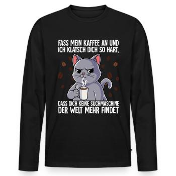 Fass mein Kaffee an und ich klatsch dich Kaffee - Männer Premium Bio Langarmshirt - Schwarz - Vorne - Nico (187cm)