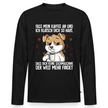 Fass mein Kaffee an und ich klatsch dich Kaffee - Männer Premium Bio Langarmshirt - Schwarz - Vorne - Nico (187cm)