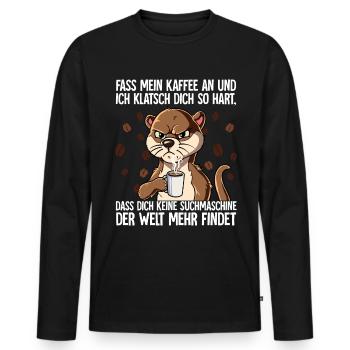 Fass mein Kaffee an und ich klatsch dich Kaffee - Männer Premium Bio Langarmshirt - Schwarz - Vorne - Nico (187cm)