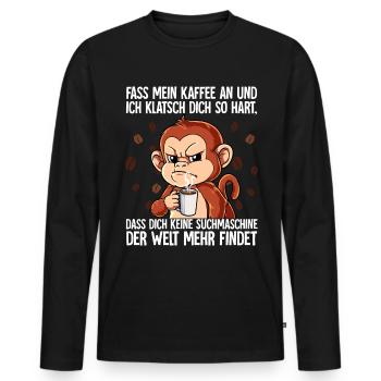Fass mein Kaffee an und ich klatsch dich Kaffee - Männer Premium Bio Langarmshirt - Schwarz - Vorne - Nico (187cm)