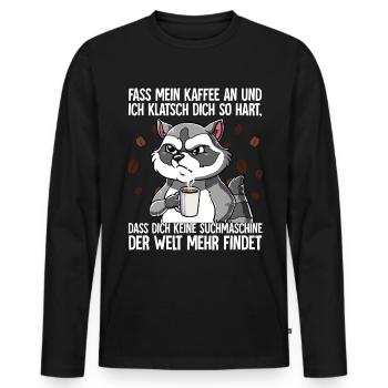 Fass mein Kaffee an und ich klatsch dich Kaffee - Männer Premium Bio Langarmshirt - Schwarz - Vorne - Nico (187cm)
