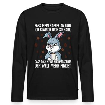 Fass mein Kaffee an und ich klatsch dich Kaffee - Männer Premium Bio Langarmshirt - Schwarz - Vorne - Nico (187cm)