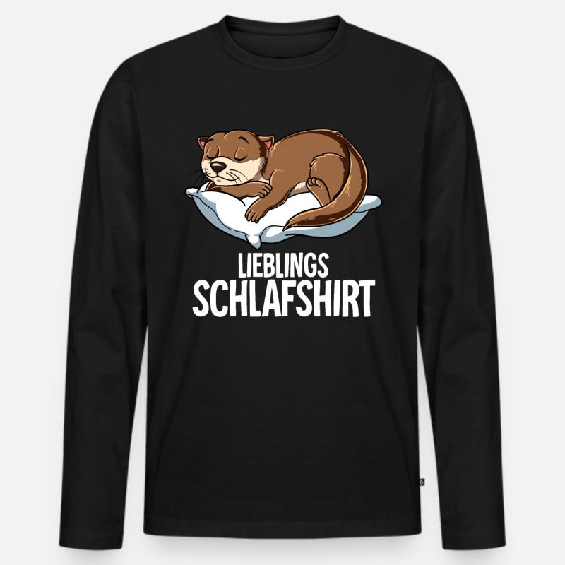 Lieblings Schlafshirt Otter - Männer Premium Bio Langarmshirt - Schwarz