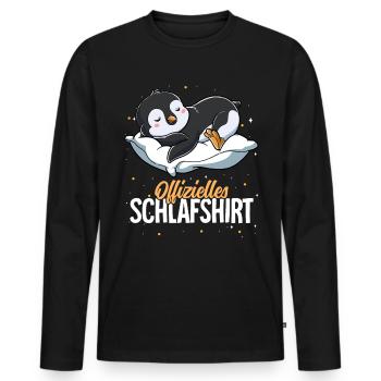 Offizielles Schlafshirt Pinguin - Männer Premium Bio Langarmshirt - Schwarz - Vorne - Nico (187cm)