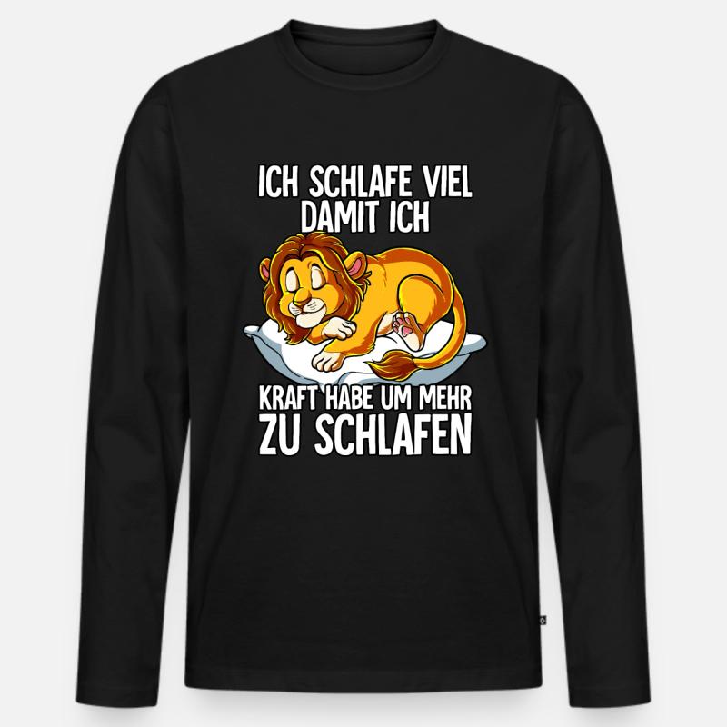Ich Schlafe Löwe - Männer Premium Bio Langarmshirt - Schwarz