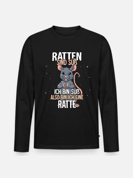 Ratten Sind Süß Ratte - Männer Premium Bio Langarmshirt - Schwarz