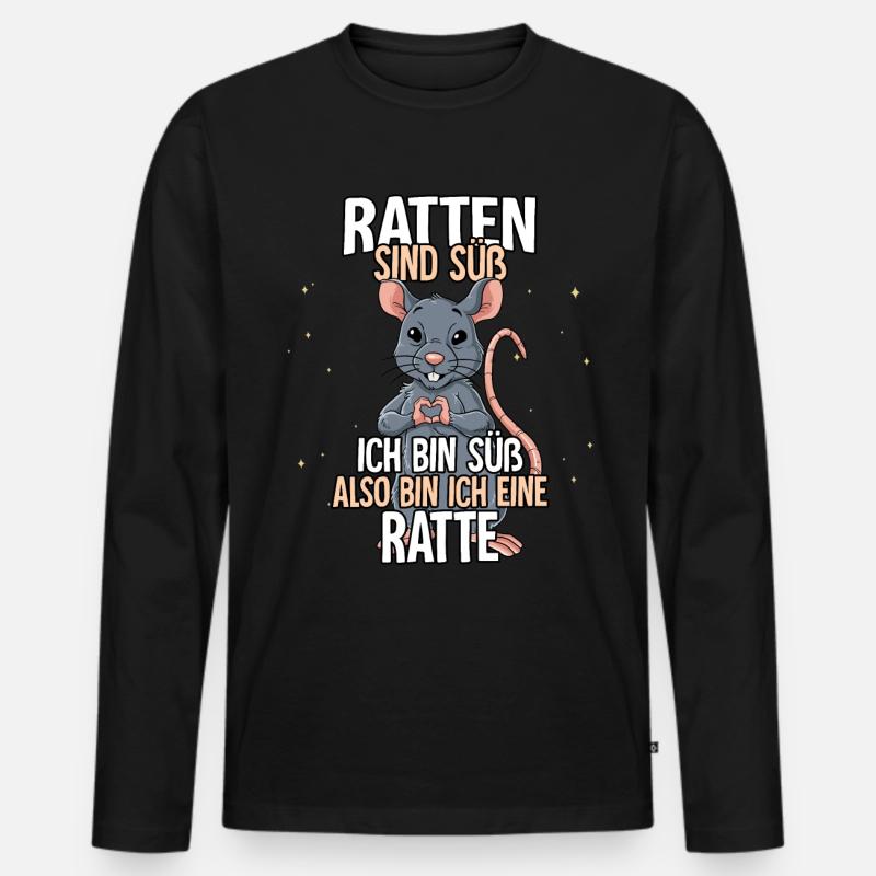 Ratten Sind Süß Ratte - Männer Premium Bio Langarmshirt - Schwarz