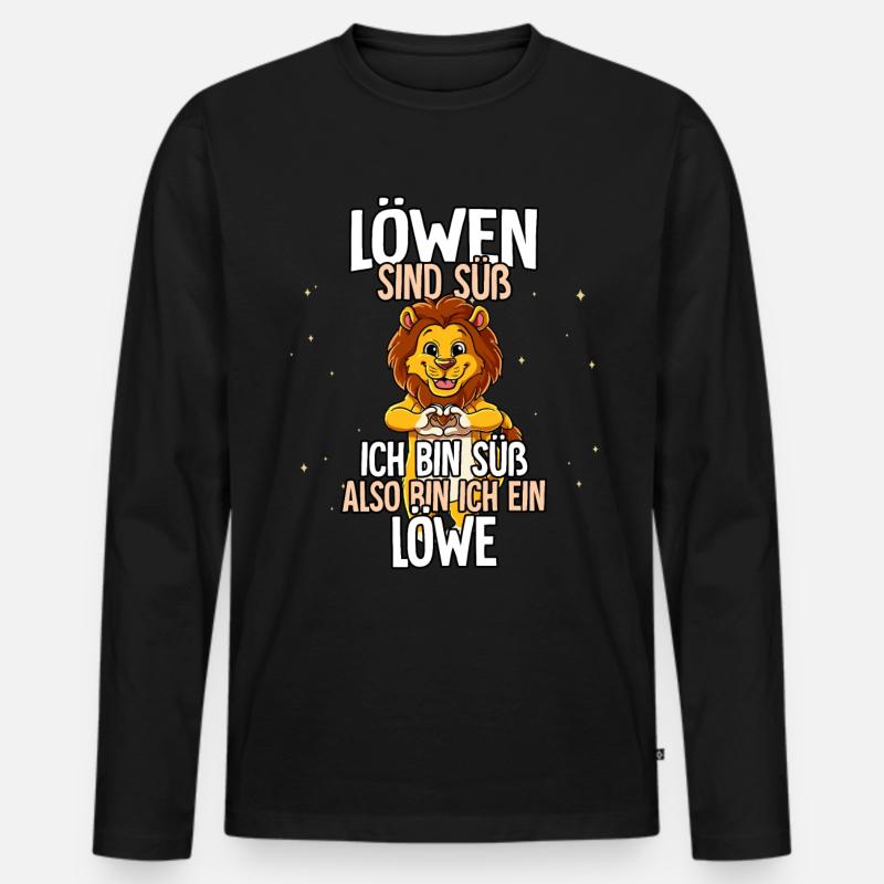 Löwen Sind Süß Löwe - Männer Premium Bio Langarmshirt - Schwarz