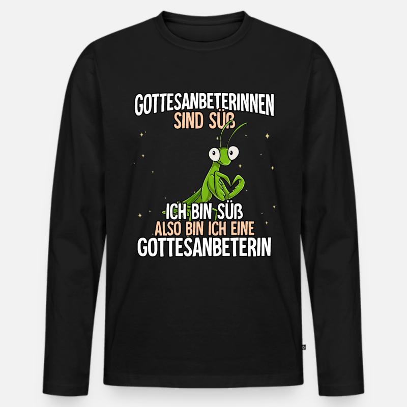 Gottesanbeterinnen Sind Süß Gottesanbeterin - Männer Premium Bio Langarmshirt - Schwarz
