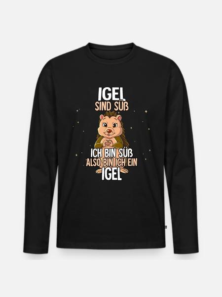 Igel Sind Süß Igel - Männer Premium Bio Langarmshirt - Schwarz