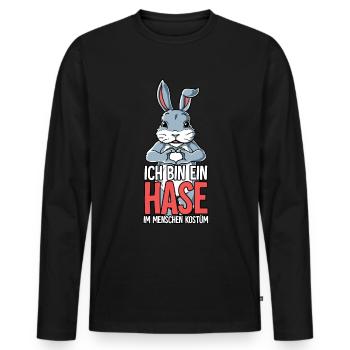Ich Bin Ein Hase - Männer Premium Bio Langarmshirt - Schwarz - Vorne - Nico (187cm)