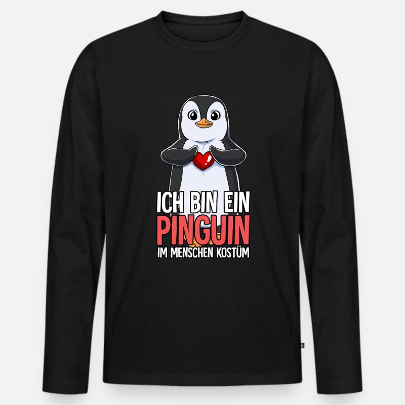 Ich Bin Ein Pinguin - Männer Premium Bio Langarmshirt - Schwarz