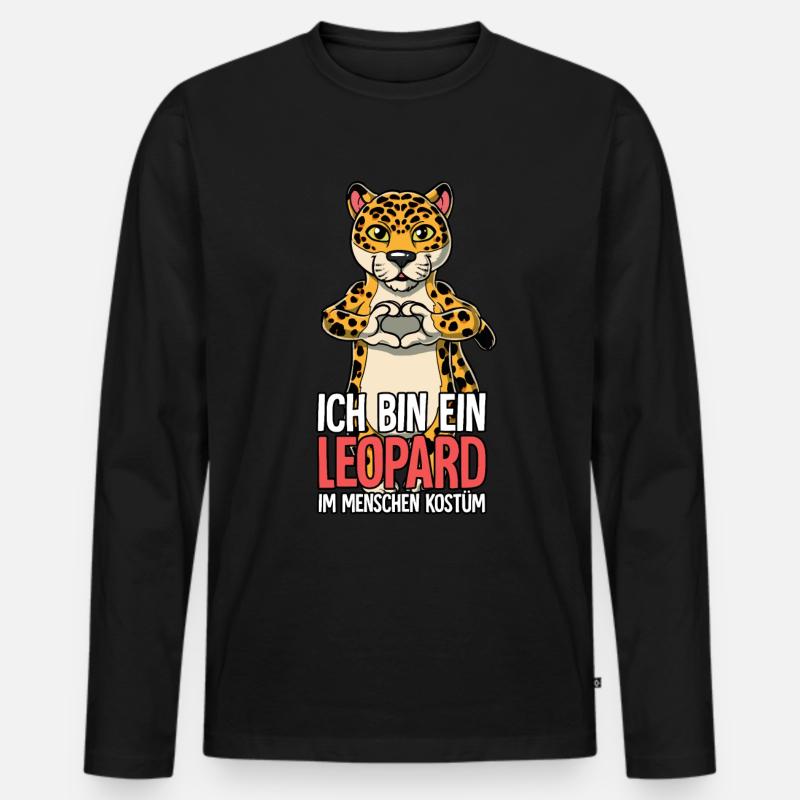 Ich Bin Ein Leopard - Männer Premium Bio Langarmshirt - Schwarz