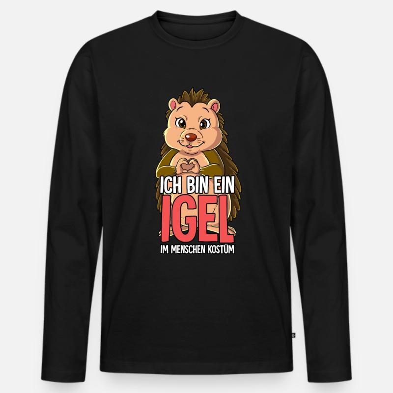 Ich Bin Ein Igel - Männer Premium Bio Langarmshirt - Schwarz