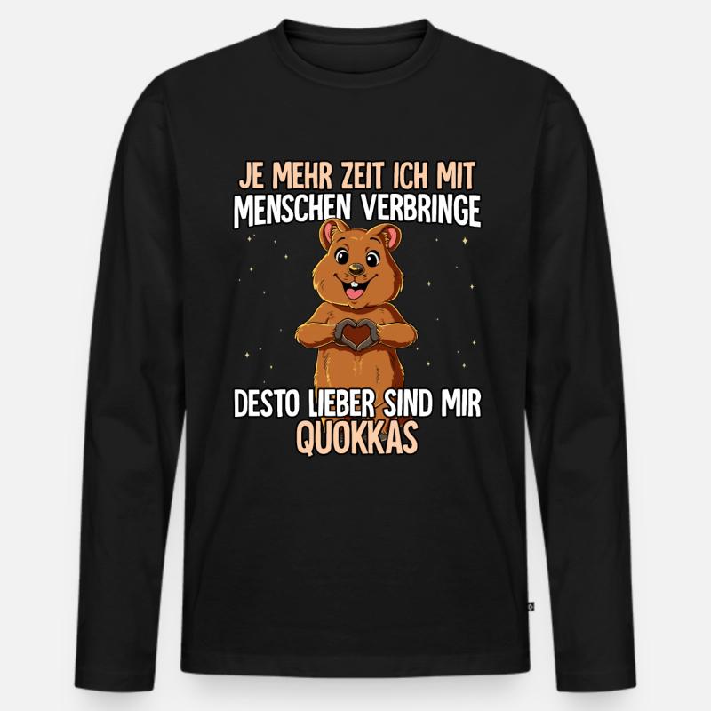 Quokka - Männer Premium Bio Langarmshirt - Schwarz