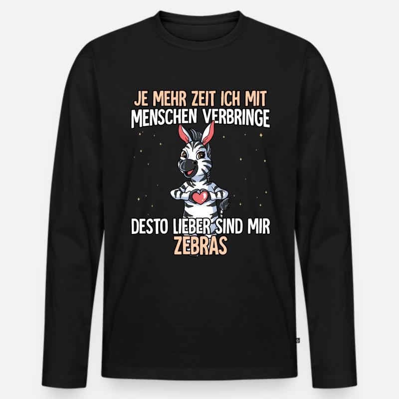 Zebra - Männer Premium Bio Langarmshirt - Schwarz