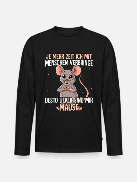 Maus - Männer Premium Bio Langarmshirt - Schwarz