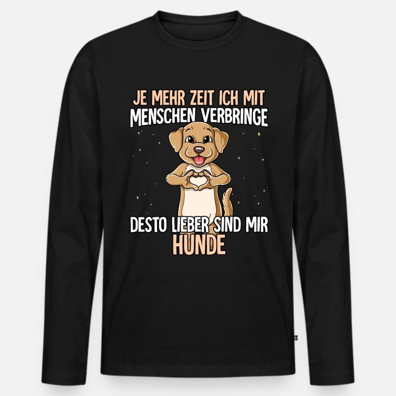 Hund - Männer Premium Bio Langarmshirt - Schwarz