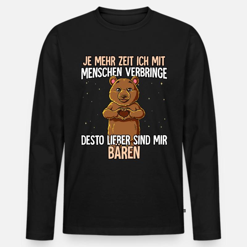 Bär - Männer Premium Bio Langarmshirt - Schwarz