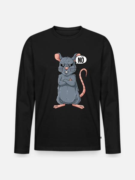 Ratte Nö - Männer Premium Bio Langarmshirt - Schwarz