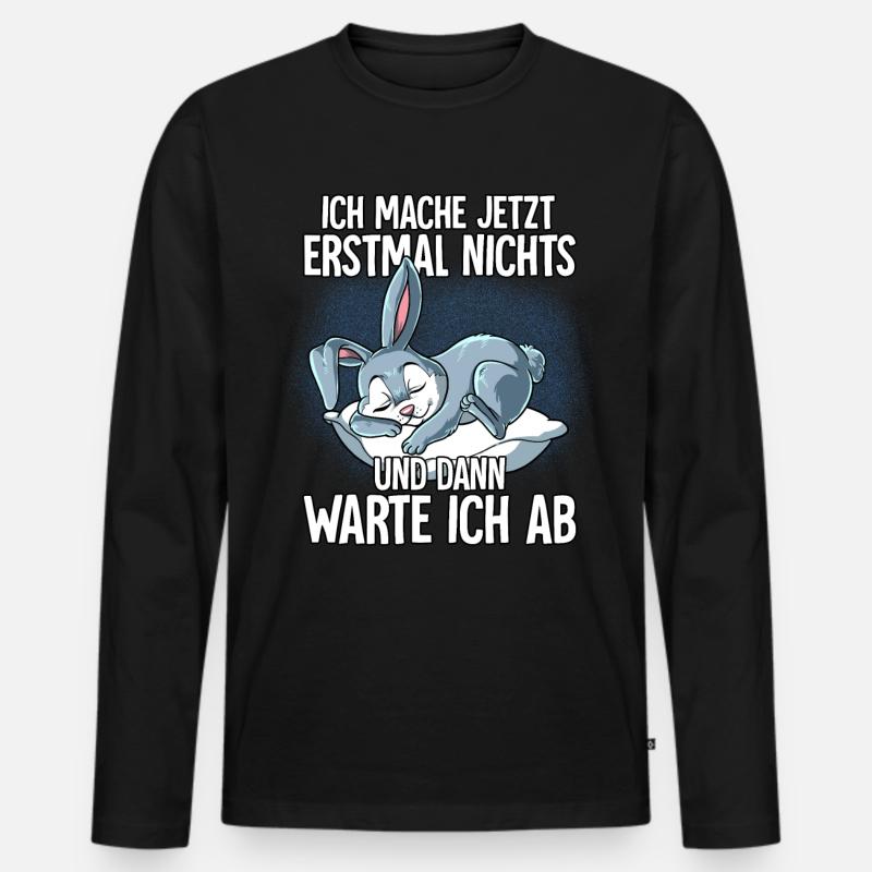 Langschläfer Hase Müde Schlaf - Männer Premium Bio Langarmshirt - Schwarz