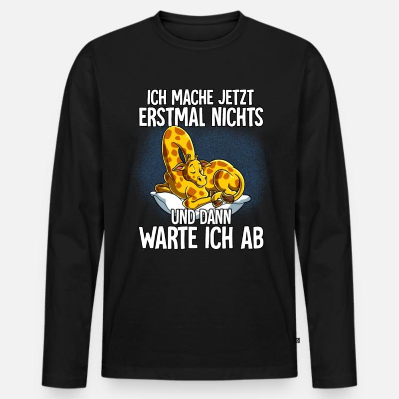 Langschläfer Giraffe Müde Schlaf - Männer Premium Bio Langarmshirt - Schwarz